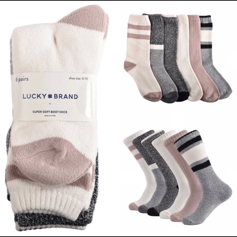 New Lucky Brand 6-Pair Womens Super Soft Boot Sock Bundle Shoe Sizes 4 - 10